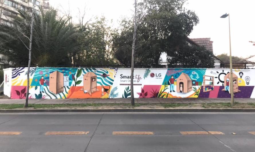 Mural sustentable absorberá el CO2 del medioambiente en Santiago